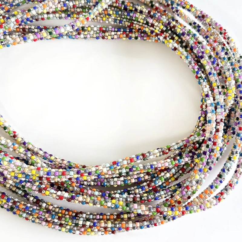 Corde en strass pleine de diamant tube rond résine corde de diamant chaud strass bijoux à bricoler soi-même accessoires chaussures et chapeaux en corde de diamant