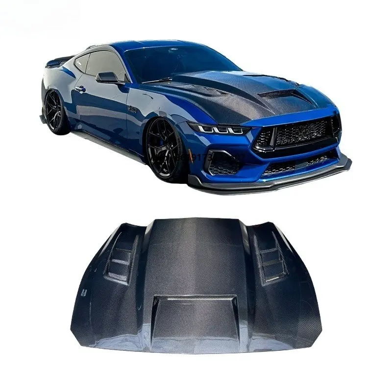 

Carbon Fiber Hood 2024+ for Mustang TF Style Lightweight Bonnet Aftermarket Aggressive Design High Gloss Finish