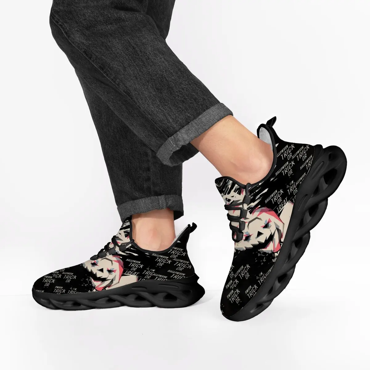 

Men's and Women's Same Low-top Flat-bottom Woven Mesh Perforated New Soft-soled Christmas Color-blocked Sports Shoes