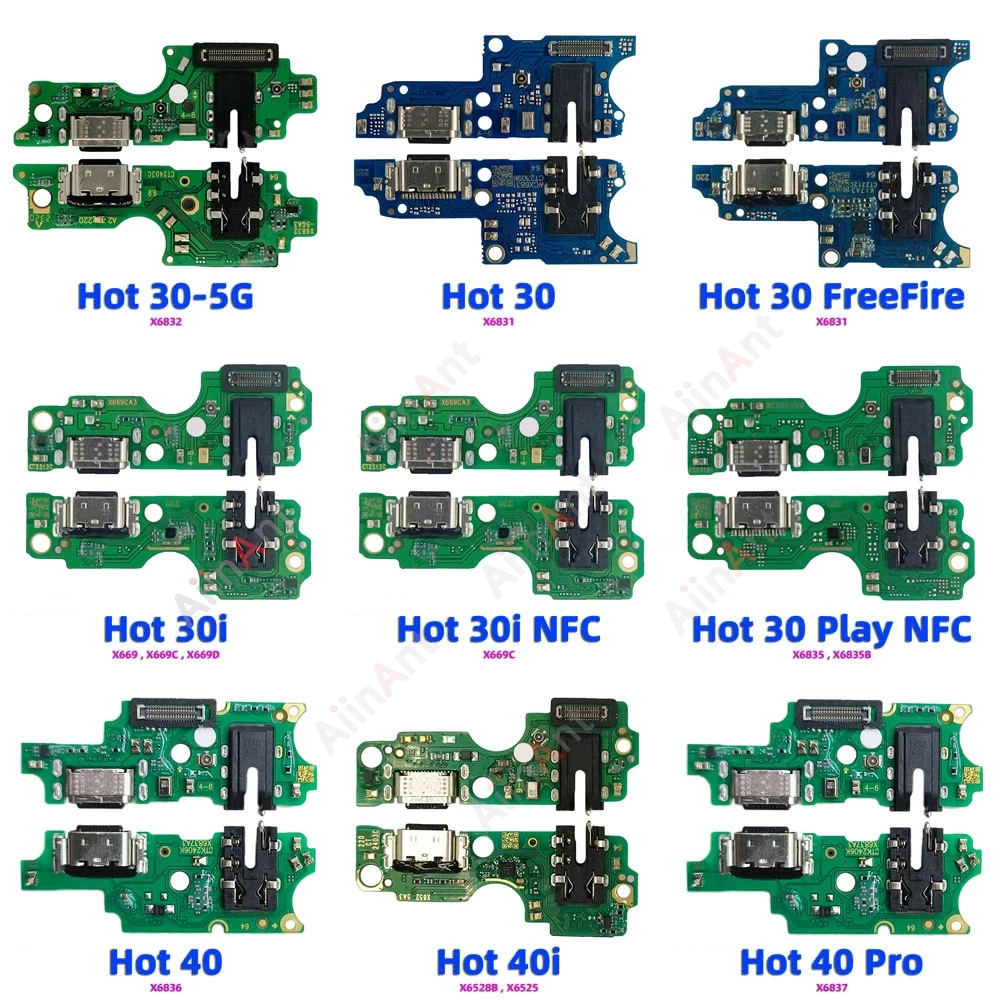 AiinAnt For Infinix Hot 30 40 Free Fire 30i 40i Pro Play Dock Mic USB Charger Board Charging Connector Port Flex Cable