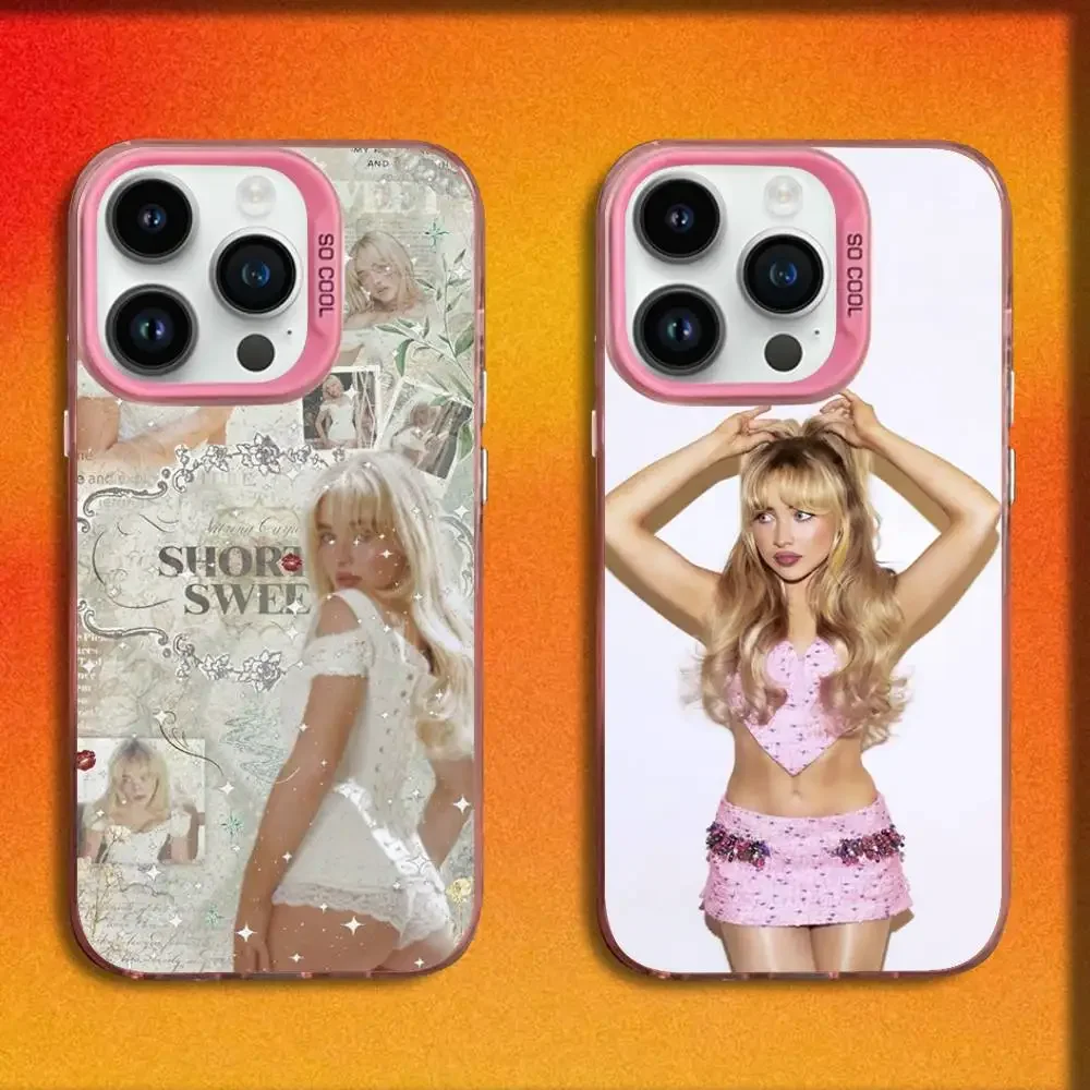 

Singer S-Sabrina Carpenter Phone Case For iPhone 17,16,15,14,13,12,Pro,Max,Plus,E,SE4,Air,Mini Pink IMD Box