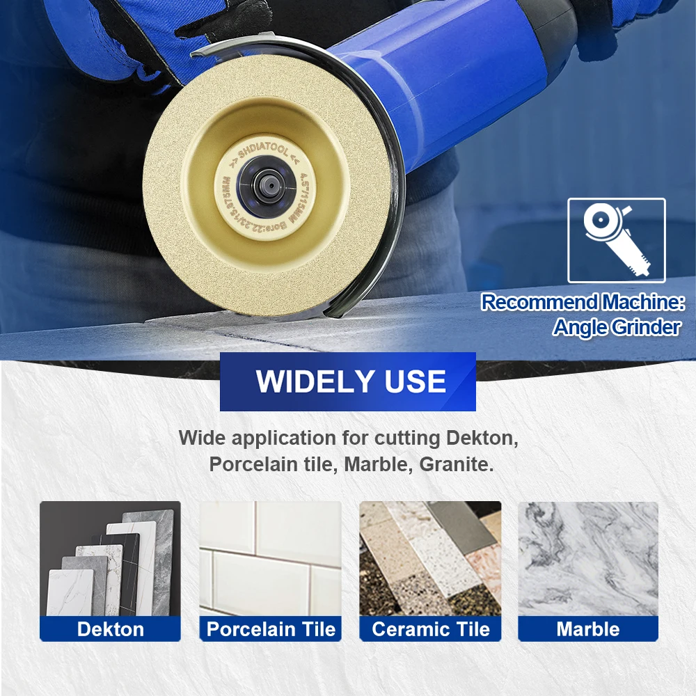 SHDIATOOL Dia125mm قطع الماس طحن كأس عجلة ملحومة Dekton الرخام الرملي القرص الخزف سيراميك 5 بوصة القاطع