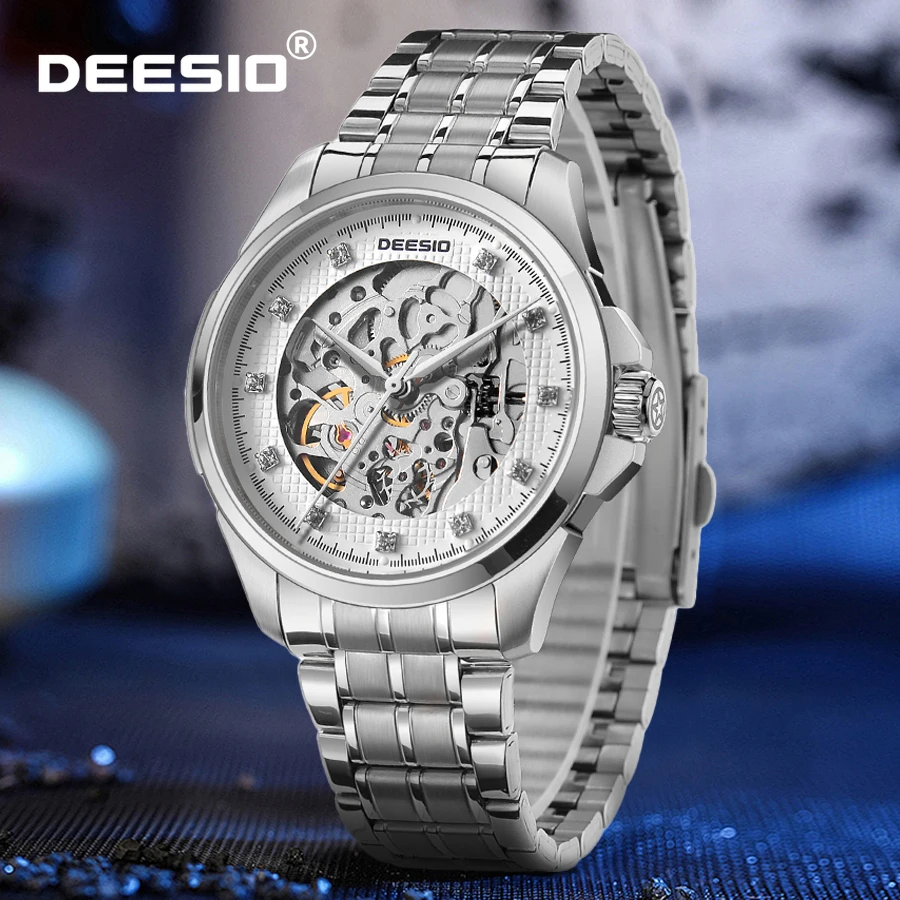 

Автоматические часы Deesio для мужчин, роскошные, из нержавеющей стали 316L, водонепроницаемые 3ATM, с окошком даты, светящимися стрелками, подарки для мужчин
