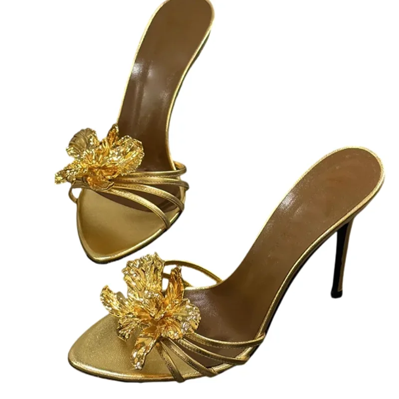 زهرة عالية الكعب امرأة النعال الصيف أحذية أنيقة خناجر مثير مضخات الفاخرة النساء الصنادل 2025 المرأة الوجه يتخبط #6