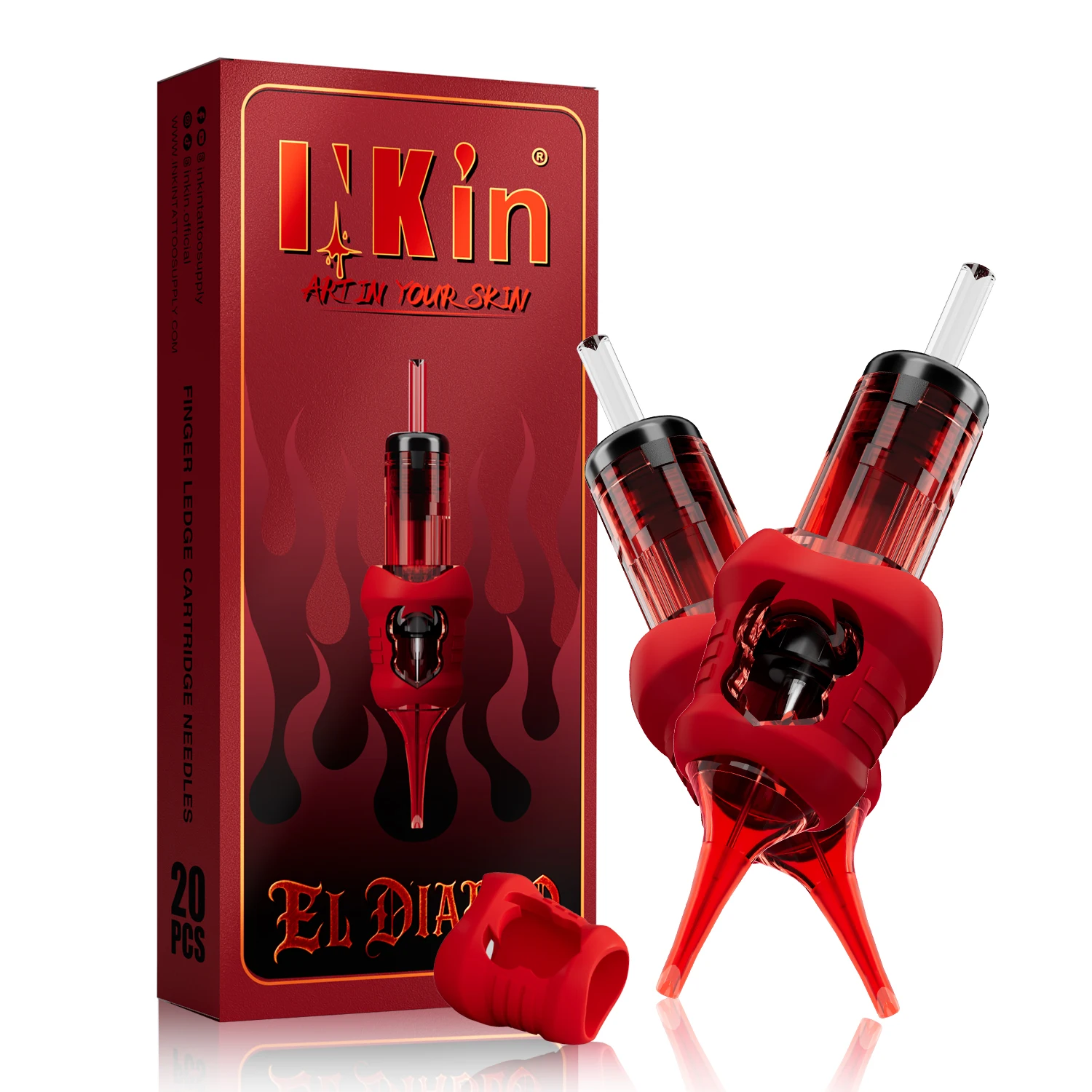 

20pcs INKin El Diablo Finger Ledge Silicone Cartridges Tattoo Needles RL RM Flat for Rotary Cartridge Tattoo Pen Machine Supply