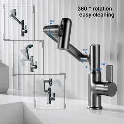 Rotatable Brass Bathroom Faucet Temperature Display 3 Water Modes Luxury Sink Hot and Cold Water Tap Sink Bath Mixer Accessories