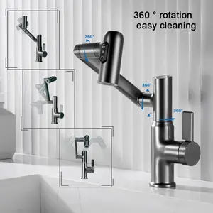 Rotary bathroom brass tap, temperature display, 3 water modes, luxury sink, hot and cold water, bath mixture accessories 10 Main Sales Luxury Bathroom Tap - №2