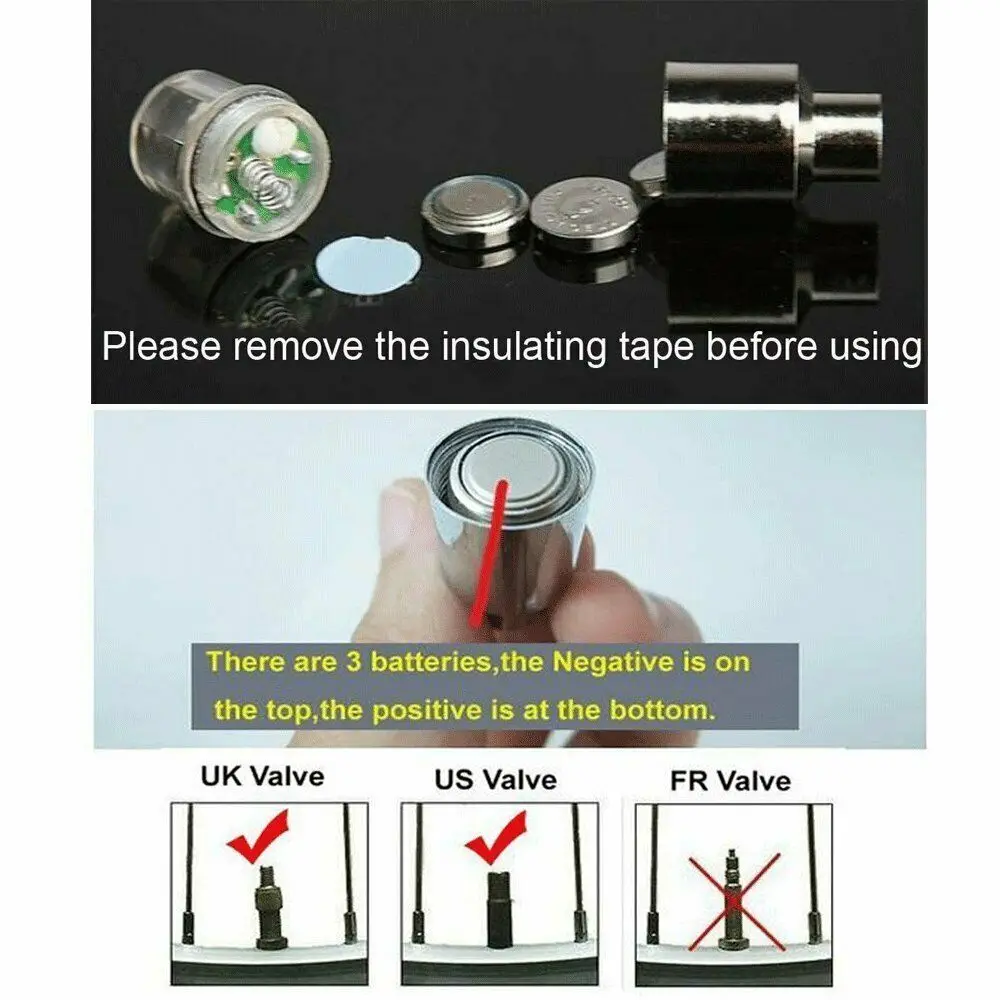 10Pcs Car Bike Wheel Valve Light Flash LED Bike Light With Battery Outdoor Night Light Cool 4 Colors Mini