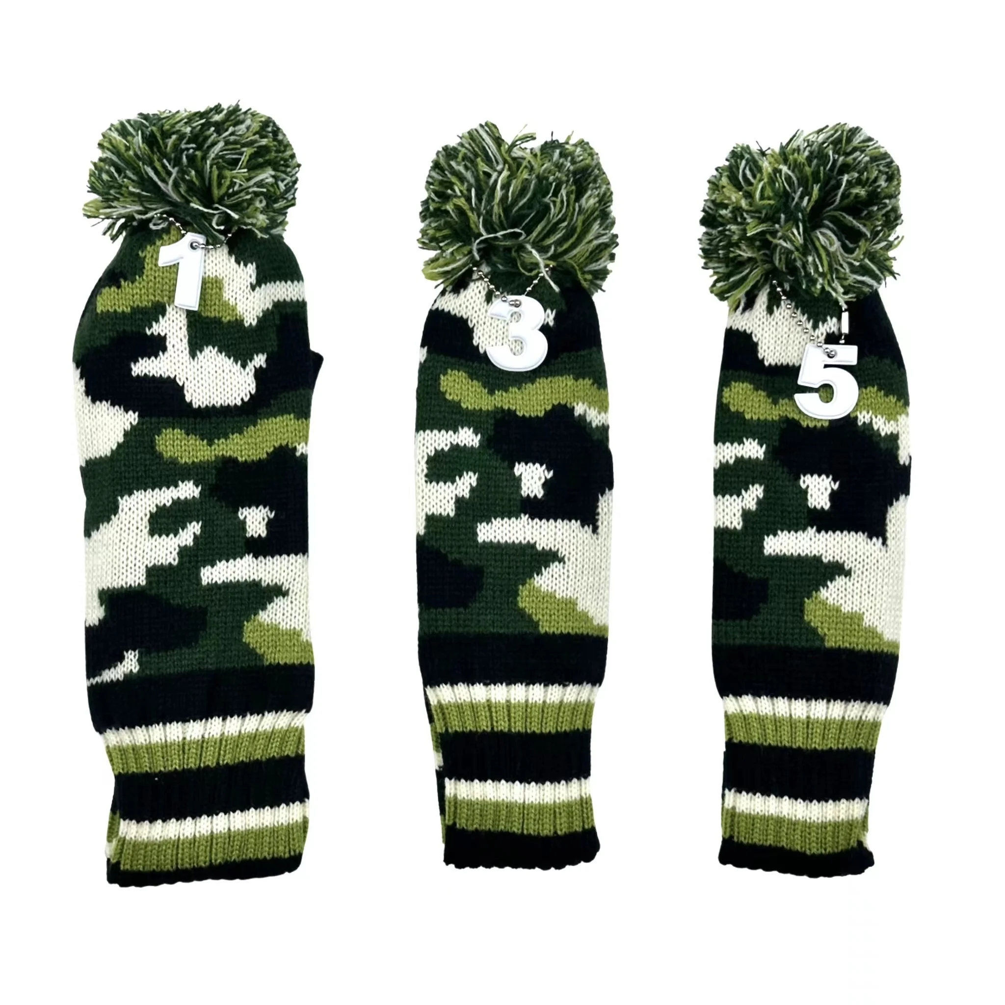 3 Pcs/set Golf Camouflage Pattern clubs Head cover Knitted Hybrid UT Driver Fairway Wood 1 3 5 Wood Knitting Cover