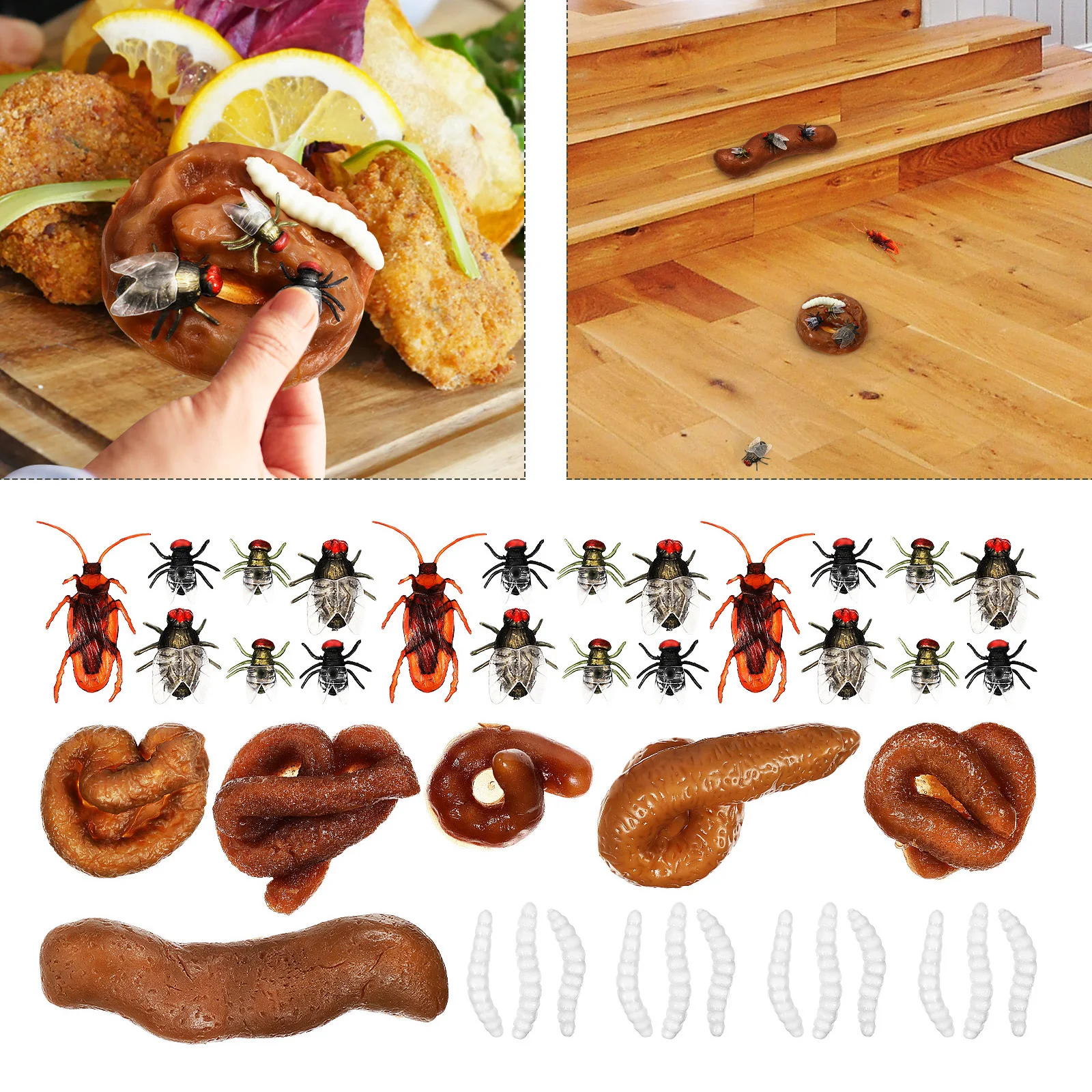 1 مجموعة وهمية أنبوب الديدان واقعية المزحة مجموعة يوم كذبة أبريل وهمية الذباب الصراصير المزحة الدعائم خدعة خدعة لعبة الدعائم