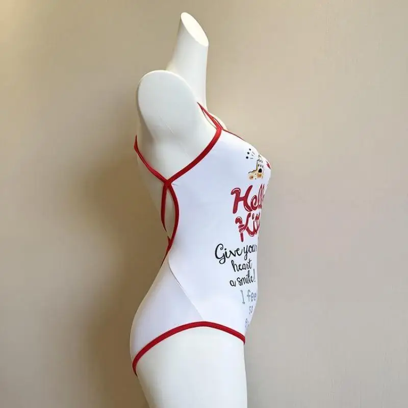 Sanrio Triangle une pièce Bikini Hello Kitty nouveau Style filles maillot de bain avec coussin de poitrine mode athlétisme plage Triangle maillot de bain