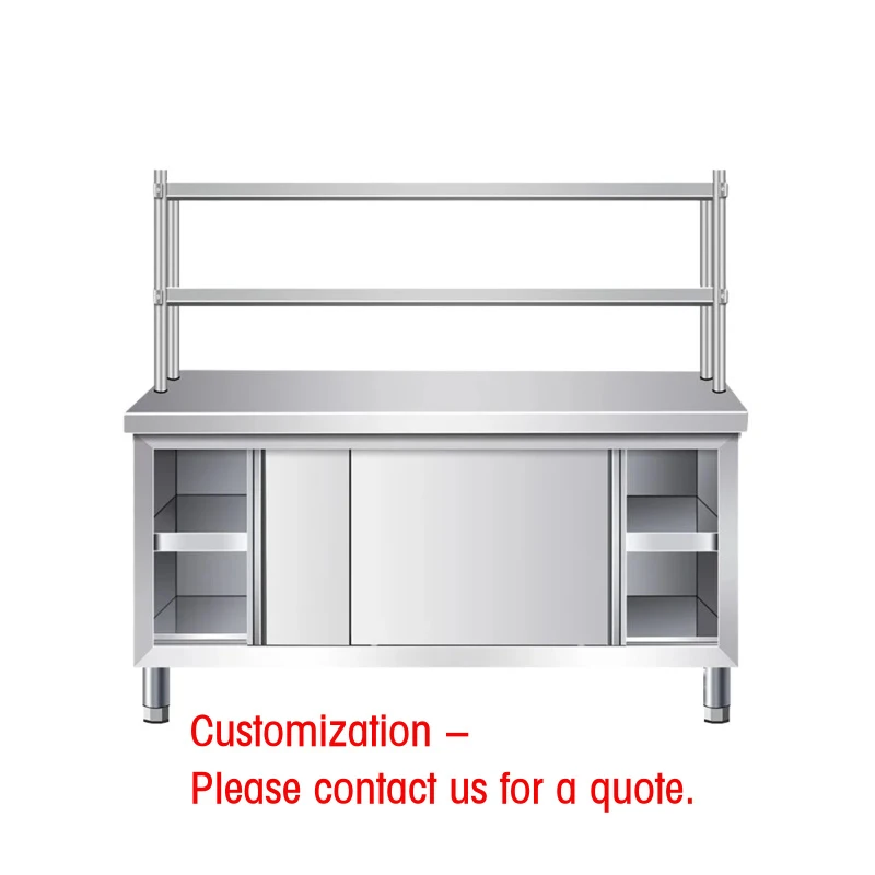 custom.-standing Stainless Steel Restaurant Work Table Cabinet Top Shelf Commercial Kitchen Steel Fabrication Direct Factory