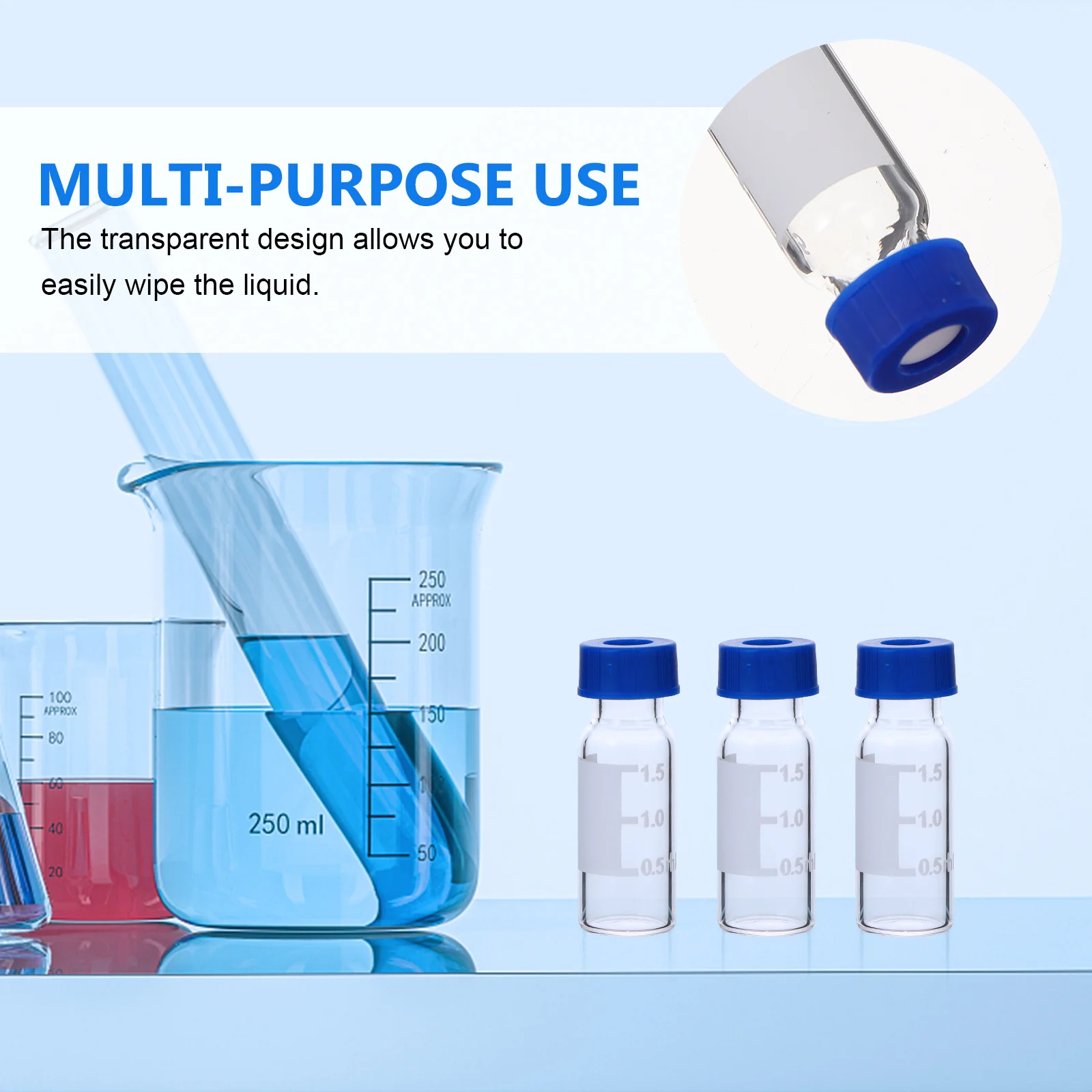 

100Pcs Durable Glass Vials with Scale for Accurate Liquid Measurement in Labs Sampling Vial Sample Vial Screw-Top Bottle