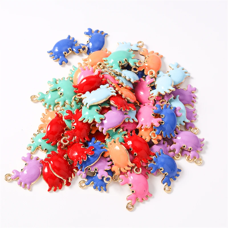 Duarte 20 Teile/los Nette Bunte Emaille Tier Krabben Charms Anhänger Fit Halsketten Ohrringe Armbänder DIY Handwerk Schmuck Machen – Detail 14