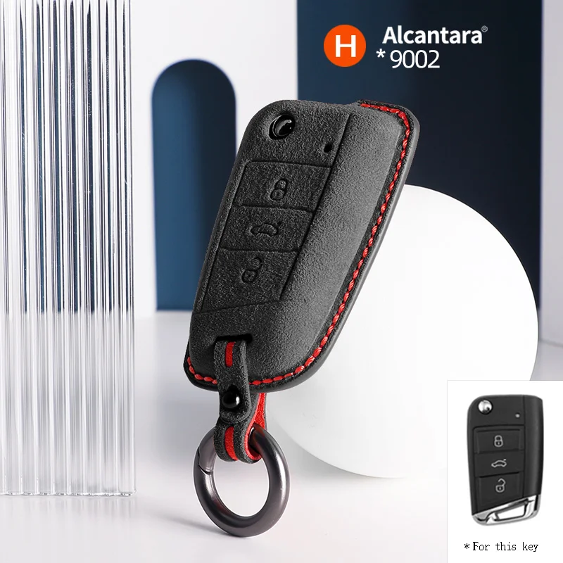 

Alcantara Car Key Case Cover Holder For VW Volkswagen Golf 7 Lavida Sagitar Bora MK7 Tiguan Passat Tharu Sagitar Keychain