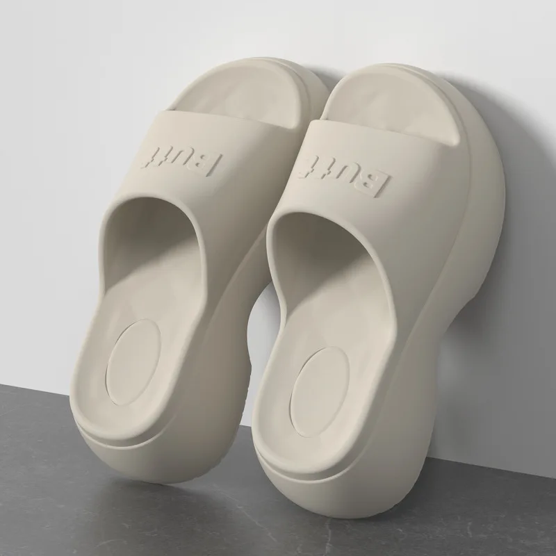 

Home 2025 One-Word Non-Slip Heightening Cool Women'S Beach Wear Bottom Thick High Slippers Summer Fashion Heel