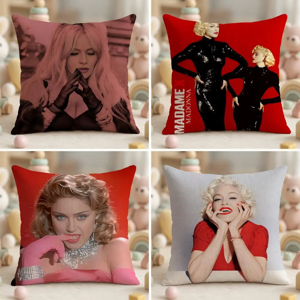 Iconic Singer M-Madonna Cushion Cover Soft Plush Fabric Double-Sided Printed Pillowcase for All Seasons Home Decor