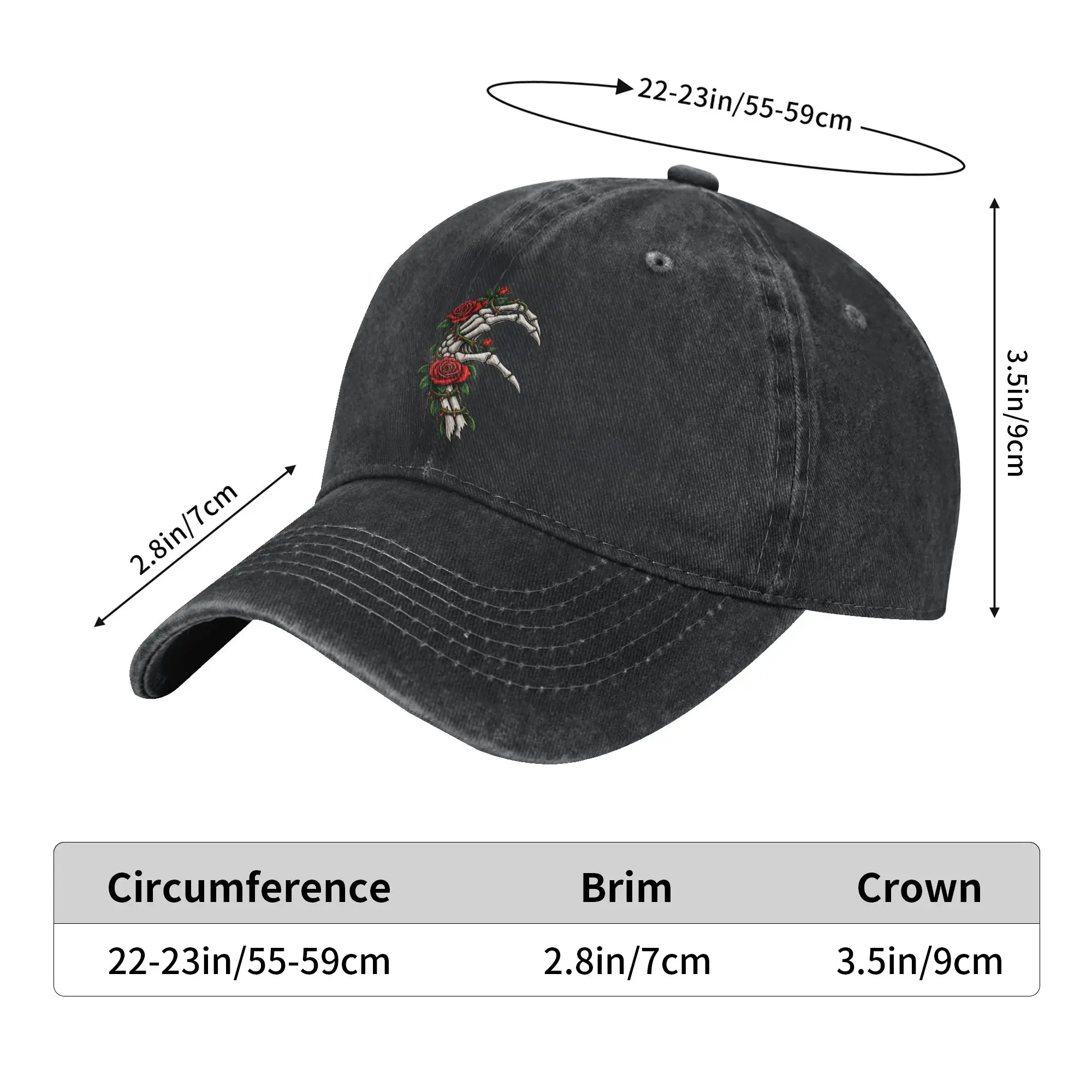 Funny Skeleton Heart Hand Gothic Matching Couple Halloween Sun Baseball Cap  y2k Funny Couple Women Washed Trucker Hat Sun-Proof