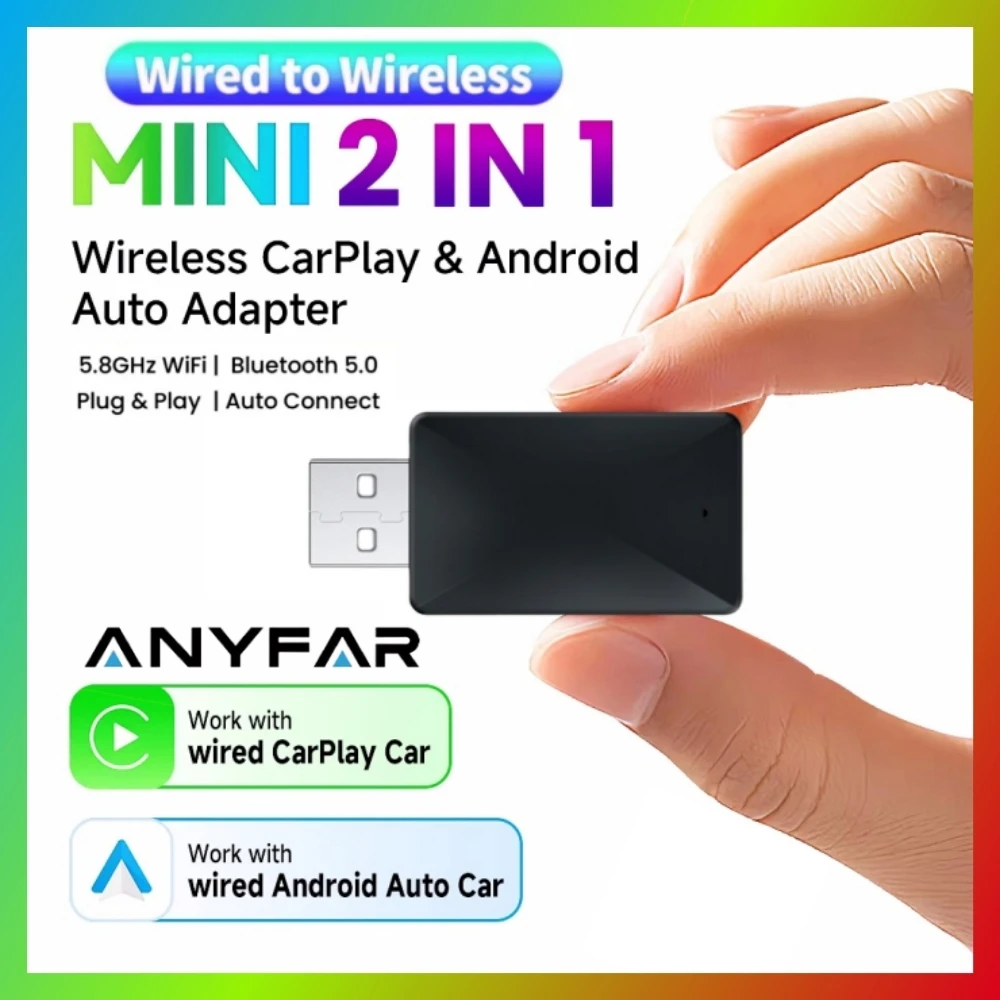 2in1 무선 CarPlay 동글 무선 안드로이드 오토 어댑터 AI 스마트 박스 유선 CarPlay가 있는 차량용 지능형 시스템