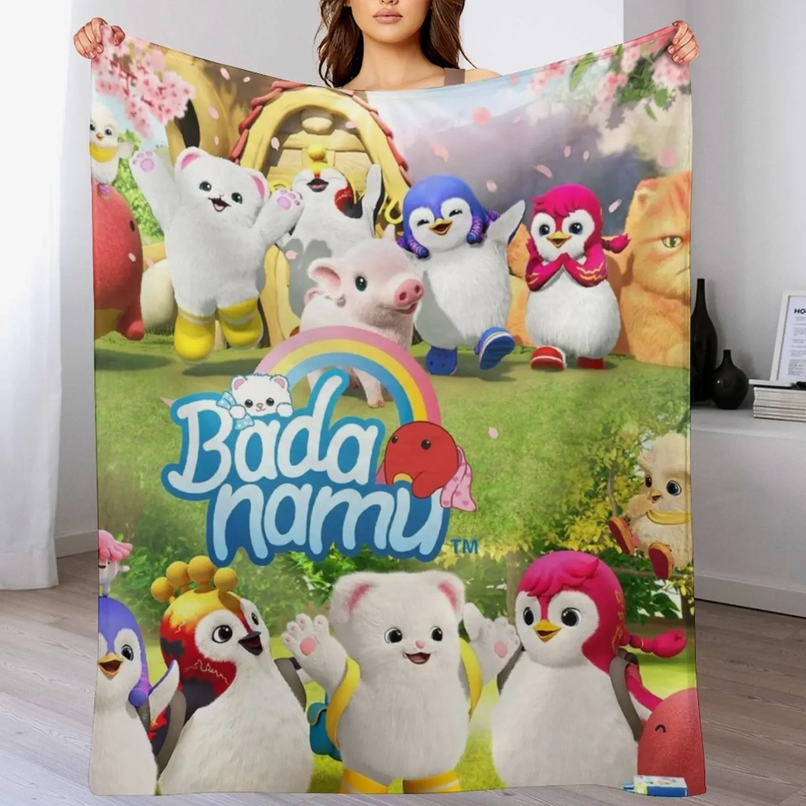 

Sixba character Cartoon Logo Throw Blanket Picnic For Baby Decorative Sofa wednesday Blankets