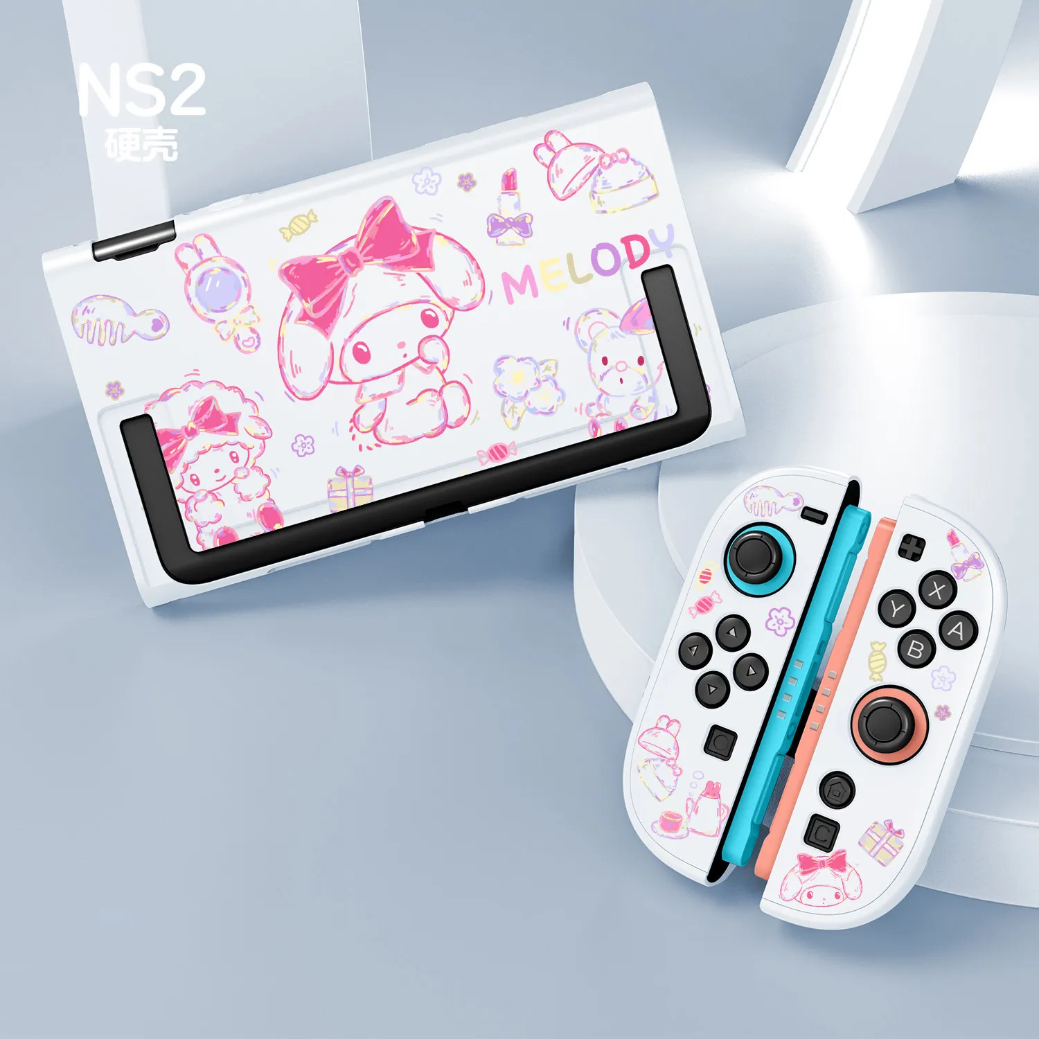 Kawaii Hello Kitty My Melody Transparent Case for Nintendo Switch 2 OLED NS Console Cinnamoroll Kuromi Dockable Joy-Con Cases