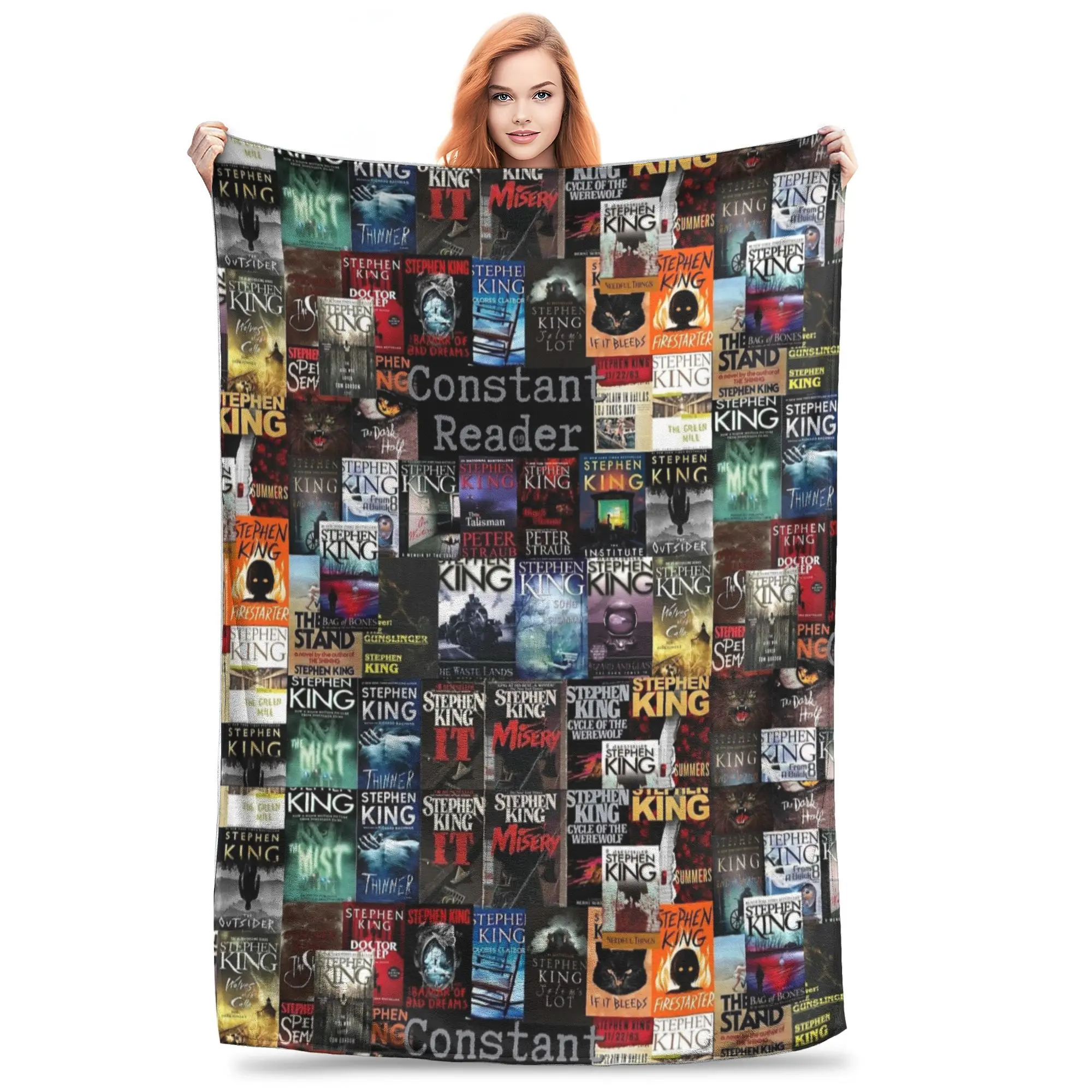 Stephen King Book Covers Constant Reader Blankets  Wool Throw Blanket Summer Air Conditioning Portable Ultra-Soft Warm Bedsprea