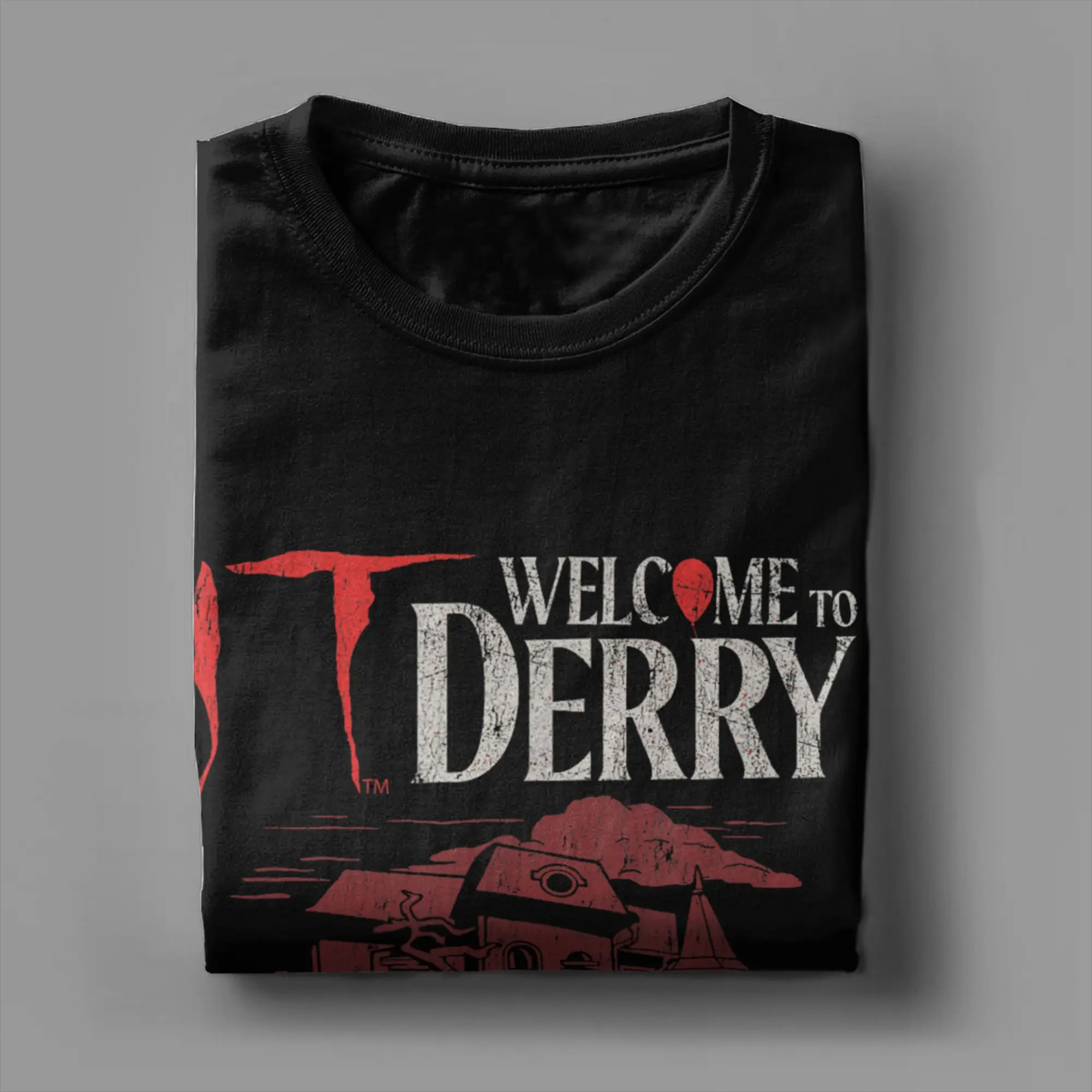 ITs Derrys ترحيب منزل مسكون تي شيرت الرجال برنامج تلفزيوني الترفيه القطن الخالص تيز الياقة المستديرة قصيرة الأكمام تي شيرت الطباعة القمم
