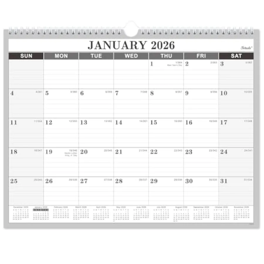 

2026 Calendar - 2026 Wall Calendar Jan. 2026 - Dec. 2026 14.6'' x 11.4" Large Wall Calendar with Highlighted Holidays Twin-Wire
