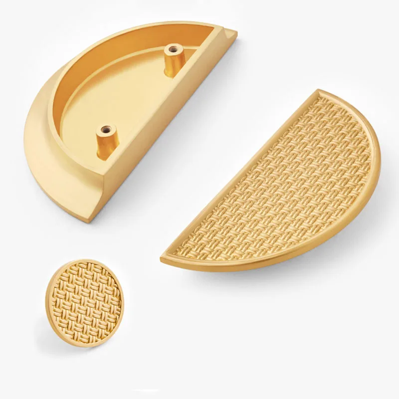 Brass Cabinet Handle Knitted Drawer Pulls Golden Wardrobe Round Knob Wine Cupboard Handles Furniture Door Hardware