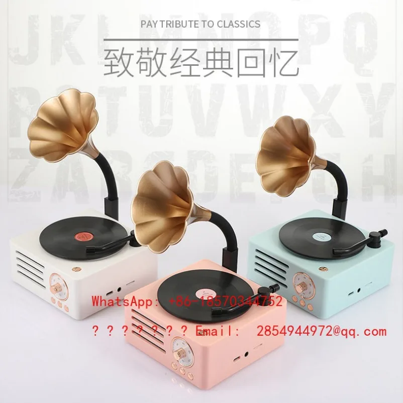Wireless Bluetooth Speaker Retro Ornament Phonograph Vinyl Record Small Stereo