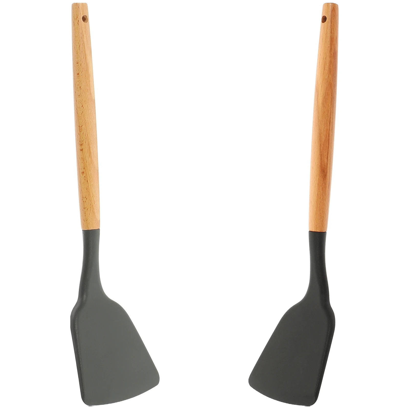 

2Pcs Heat Resistant Silicone Spatula Kitchen Cooking Tool Wooden Handle Non Stick Wok Frying Spatula Cooking Supplies