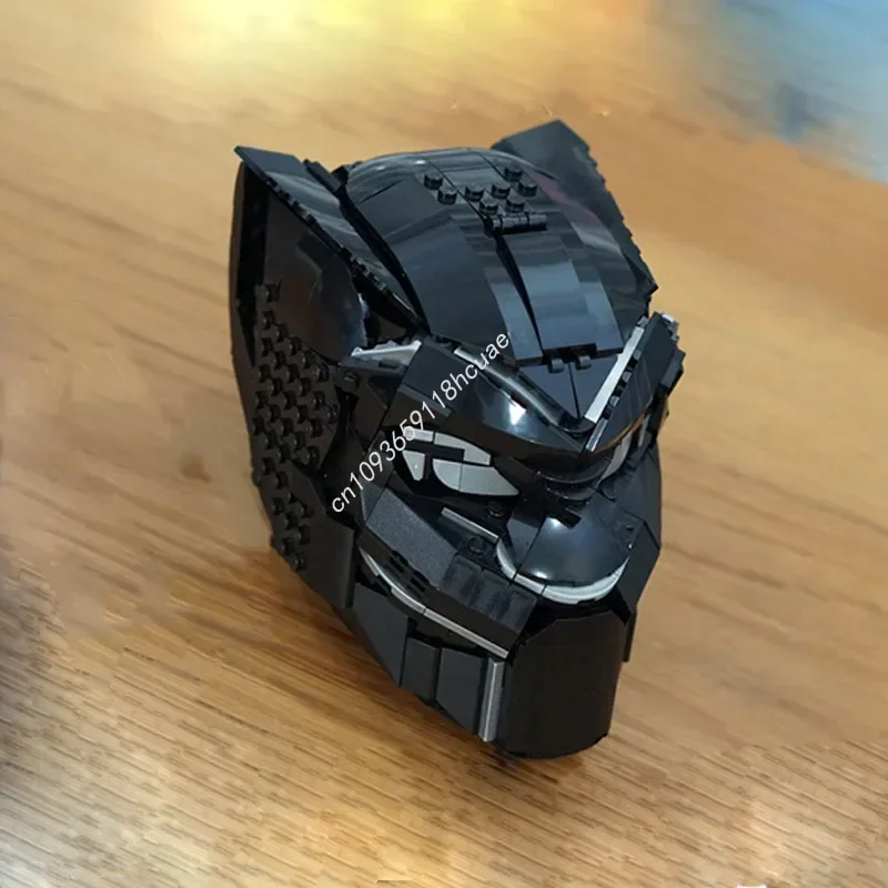 475pcs 76215 Superhero Black Panther Cowl Helmet Model Moc Building Blocks Diy Creative Educational Toy Kid Christmas Gift