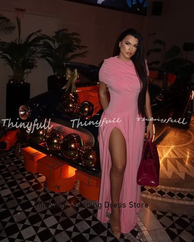 Thinyfull Mermaid Arabic Long Prom Dress O-neck Ruched Evening Dresses Dubai 2025 Split Formal Gown Robe De Soirée Customized - Image 3