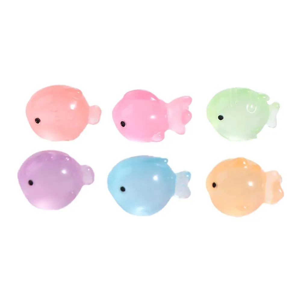 

Cute Decorative Luminous Fat Fish Colorful Simulation Fat Fish Resin Ornaments Lifelike Mini Fish Figures Flower Potted Decor
