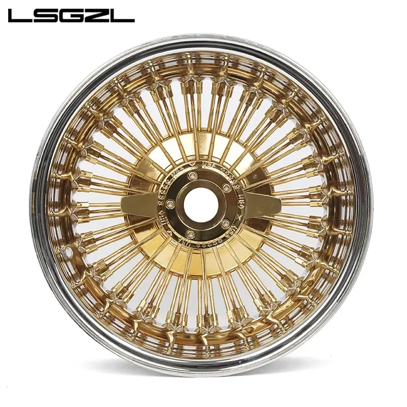 i Forged 5x120 5x127 5x139.7 Chrome Wheel Rims 17-26 Inch Golden Spoke Wheel Construction Gold Finish for