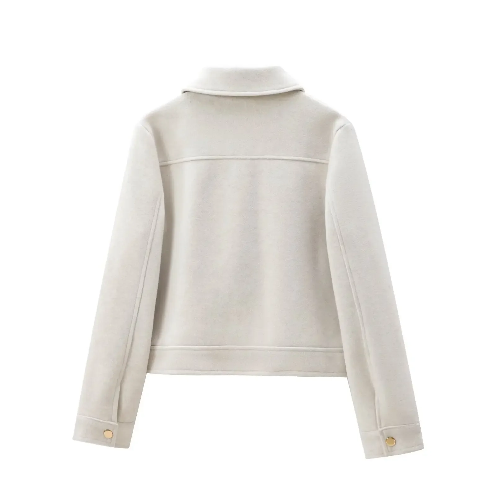 المرأة سستة سترة معطف شتاء جديد كم طويل جيب ملابس خارجية معطف قصير الشارع سترة نسائية أنيقة #4