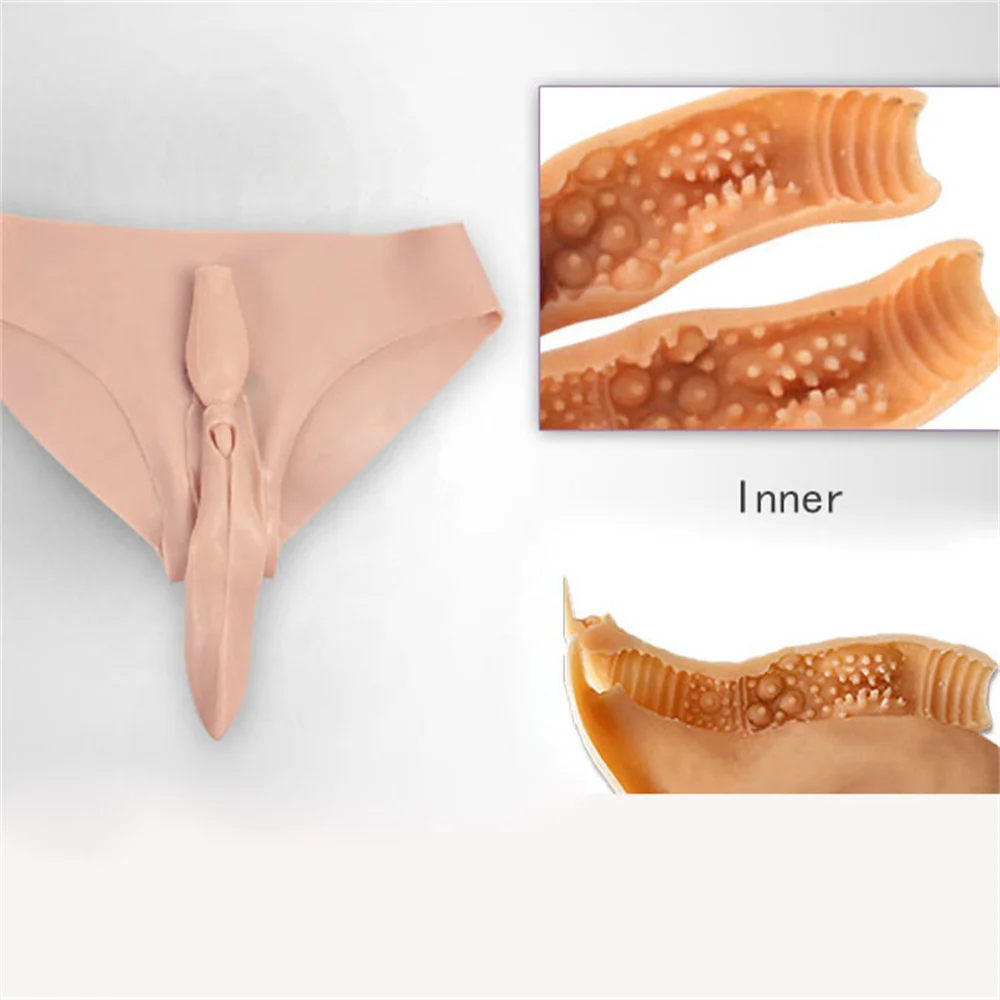 Men Silicone Fake Vagina Underwear Panties Hiding Gaff Penetratable Realistic Pussy for Crossdresser Transgender Shemale