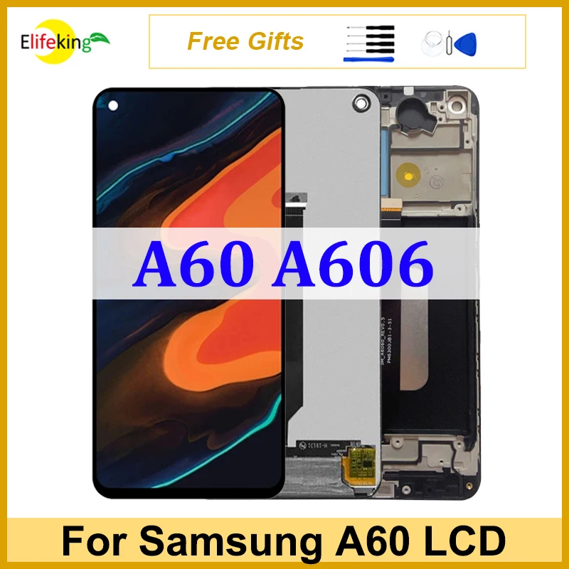 

6.3'' Screen For Samsung Galaxy A60 A606 LCD Display Touch Screen A606F A6060 A606Y Digitizer Assembly Replacement With Frame