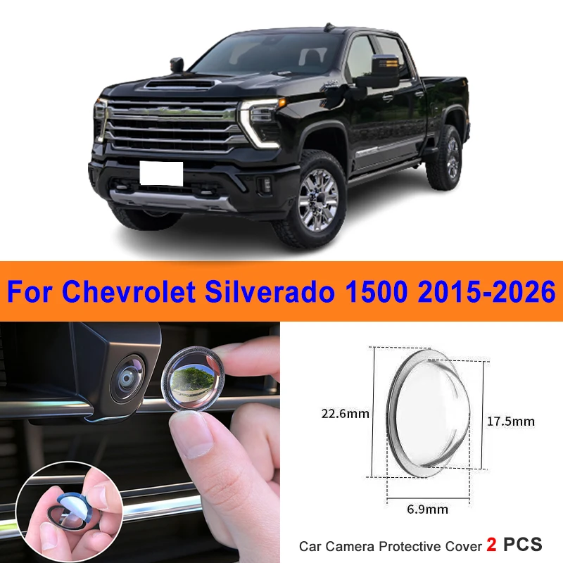 

360 Reverse Image Car Camera Cover Anti-Scratch PC Lens Protector Stickers For Chevrolet Silverado 1500 2015-2026 2Pcs