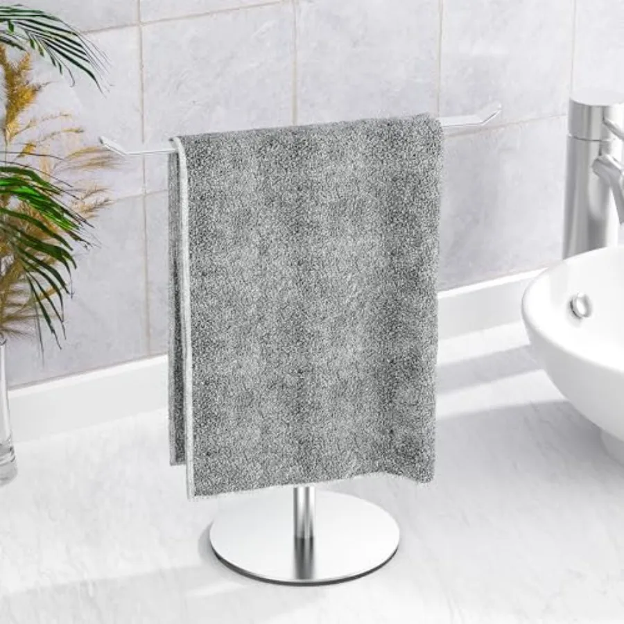 

Towel Rack T-Shape Hand Towel Holder for Bathroom, Headband Holder Organizer and Bathroom Towel Racks, Kitchen Towel Rack Silve