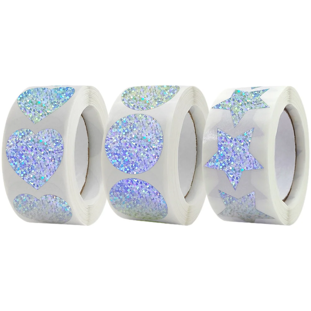 

3 Rolls Cute Heart Stickers Strong Hold Sealing Labels for Greeting Cards Party Favors Baking Bags Home Decoration