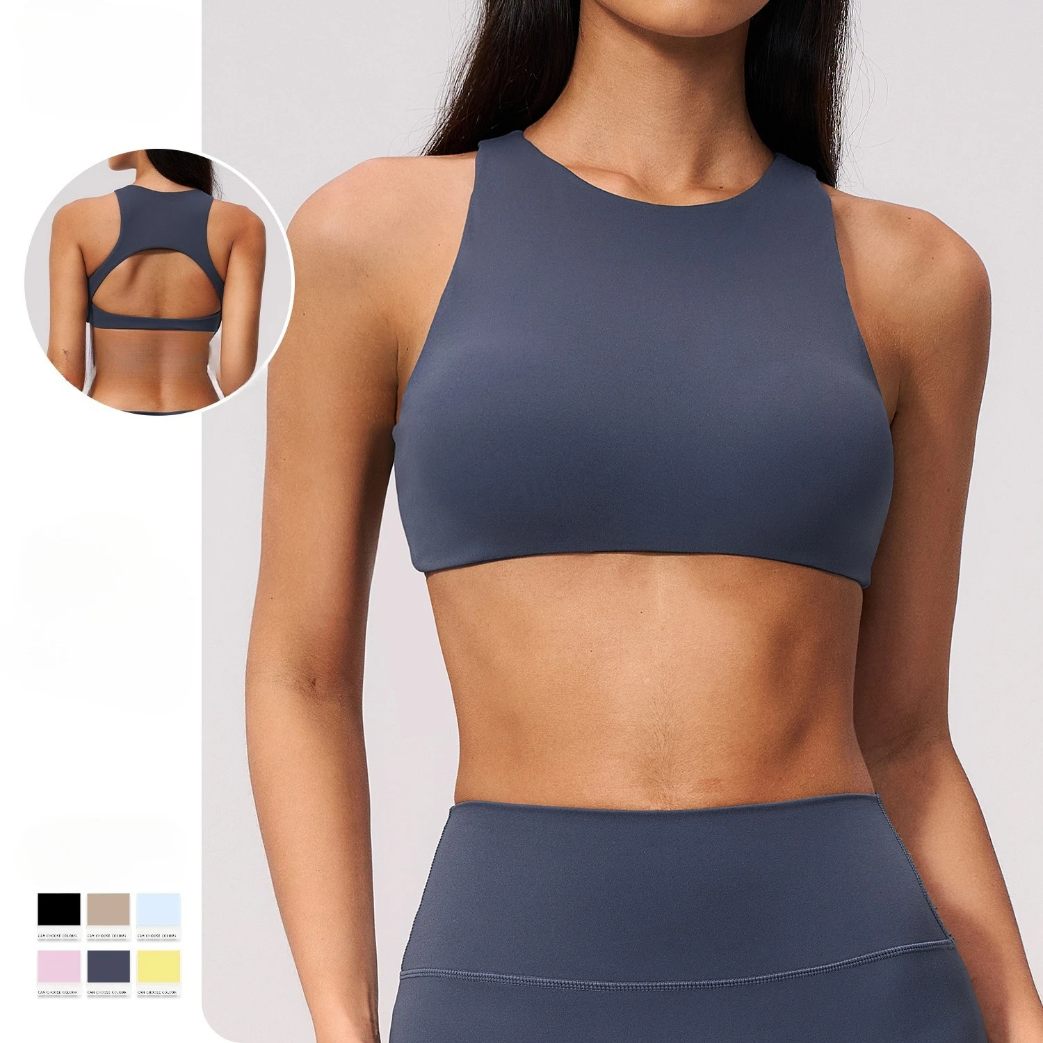 Women Naked Sports Bra Hollow Out Back Shock-absorbing Push Up Tank Top Quick Drying Solid Color Fitness Running Yoga Underwear