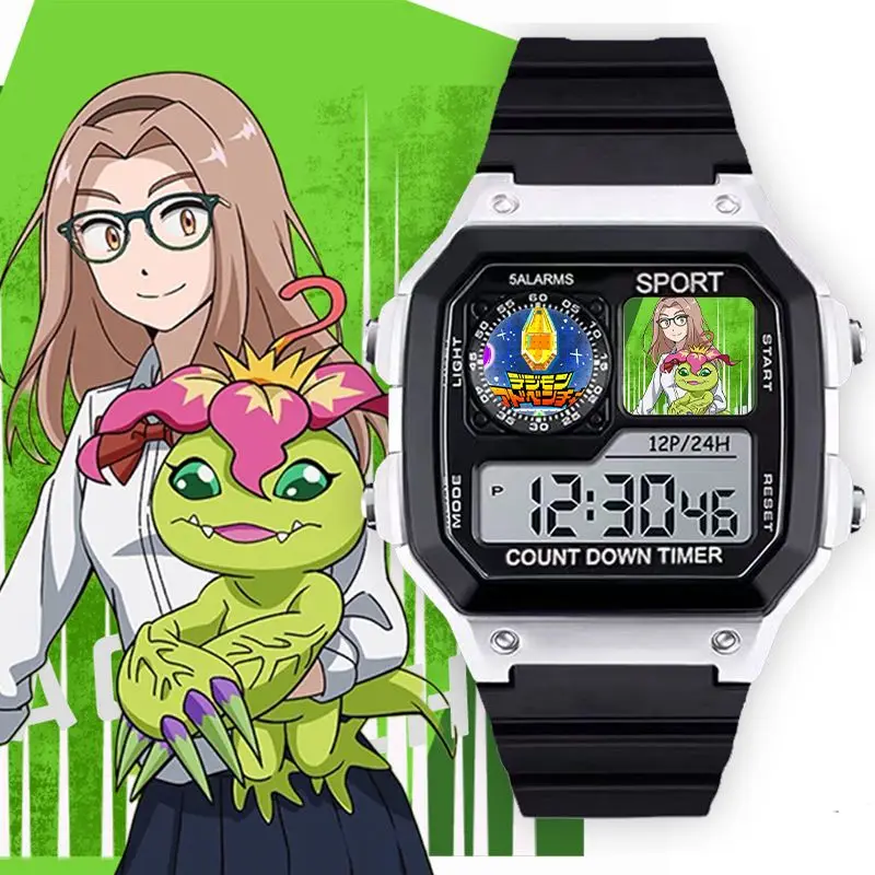 Digimon Adventure Greymon Angewomon Angemon Cartoon Cute Wristwatch Couple High-Value Electronic Watch Birthday Gift for Friends view 2