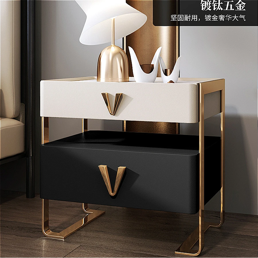 Nightstand Bedroom Furniture Light luxury Rock plateBedside Table household Wooden Side Bed Table mesita de noche Home Furniture