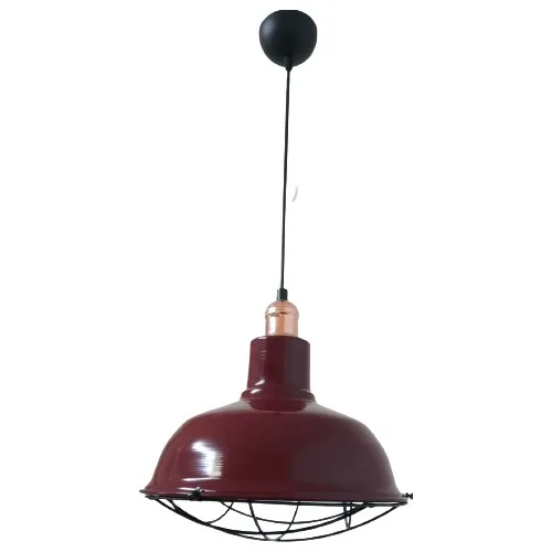 Rys Design Rys Retro Metal Burgundy Copper Cap Decorative Cage Single Pendant Lamp Cafe Kitchen Lighting Diameter: 30 cm