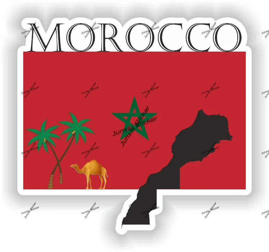 

Morocco Sticker Coat of Arms of Moroccans Flag with Map Badge Waterproof Decal Decor for SUV Window Car Bike The Whole Body