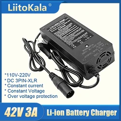 LiitoKala 42V 3A lithium battery charger for 10S 36V li-ion battery pack electric scooter electric bike charger Connector XLR