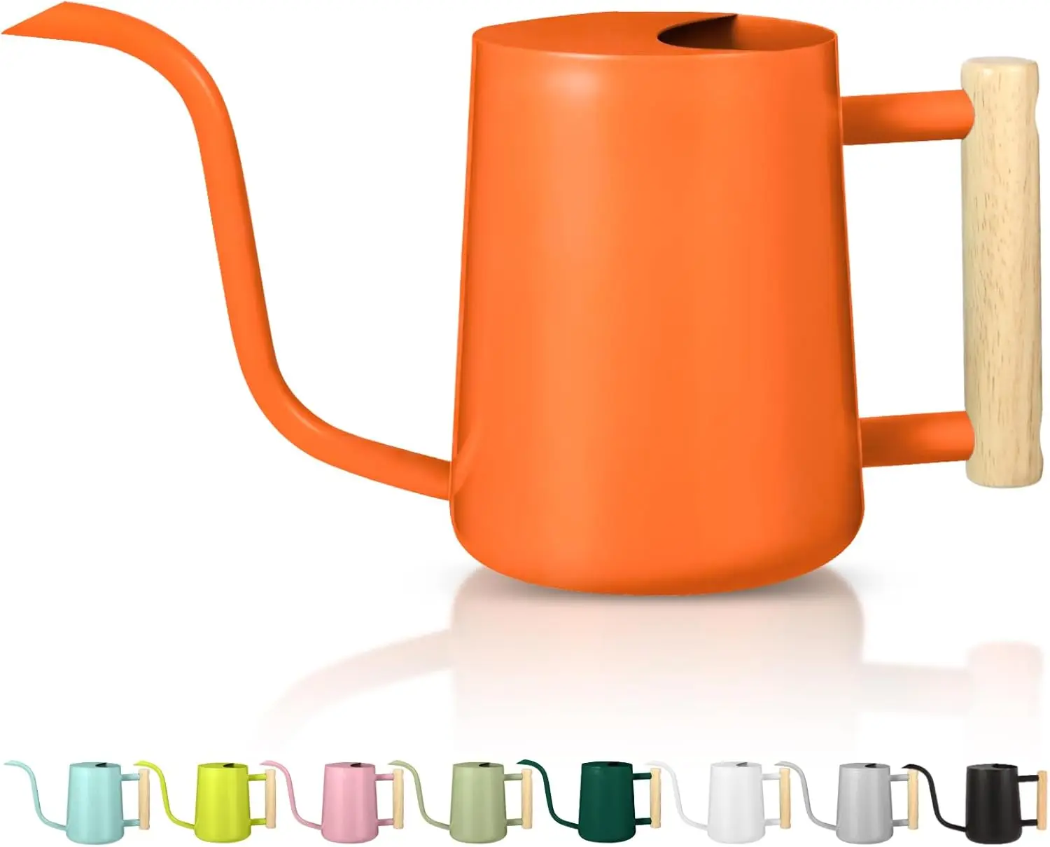 

35oz Small Stainless Steel Metal Watering Can for Indoor Plants, Modern Decorative Long Spout, Orange
