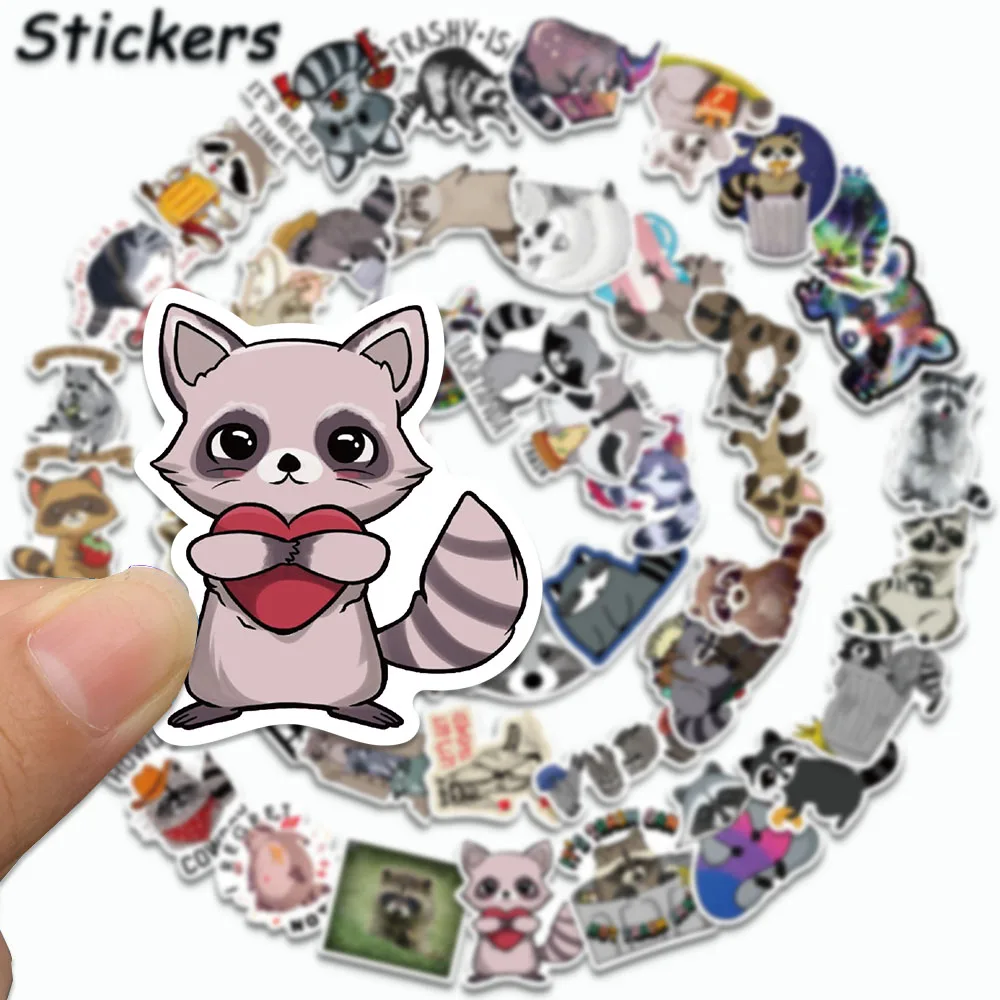 50PCS Cartoon Raccoon Stickers Cute Animals DIY Decals Laptop Guitar Luggage Phone Stationery Scrapbook Kid Gifts Toys Stickers