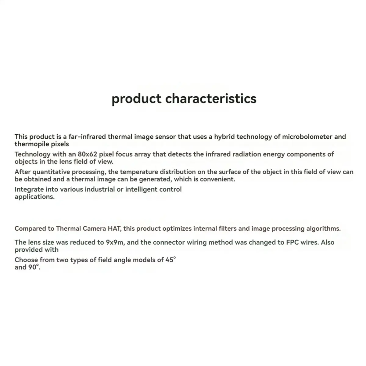 قبعة كاميرا حرارية SWXF (B) وحدة كاميرا تصوير حراري بالأشعة تحت الحمراء طويلة الموجة 40PIN GPIO 80x62 بكسل 90 °   مجال زاوية الرؤية #2